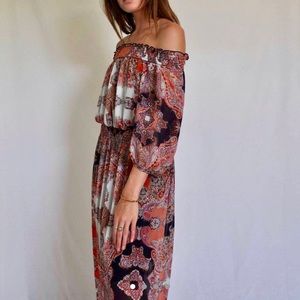 Paisley off the shoulder maxi dress